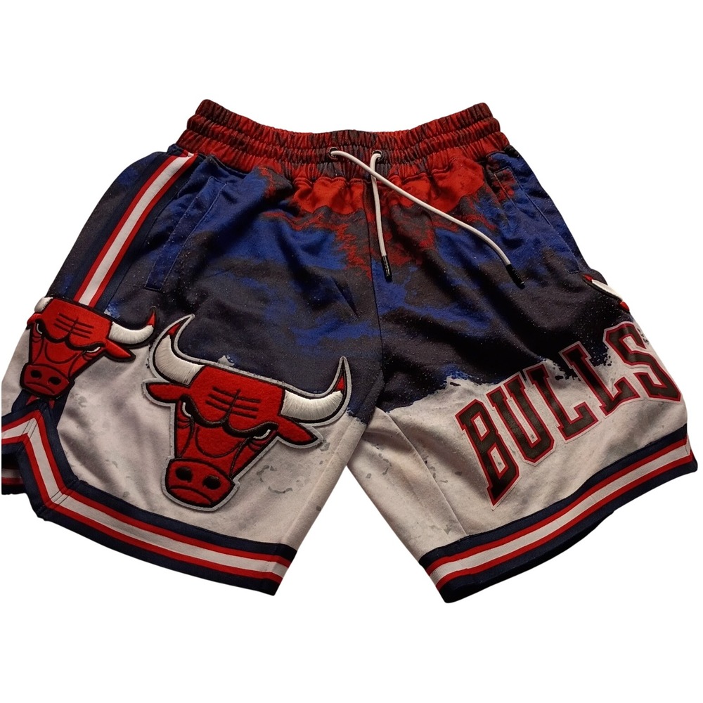 Pro Standard Chicago Bulls Men's Shorts Red Blue White Tie Dye NBA Active Size M